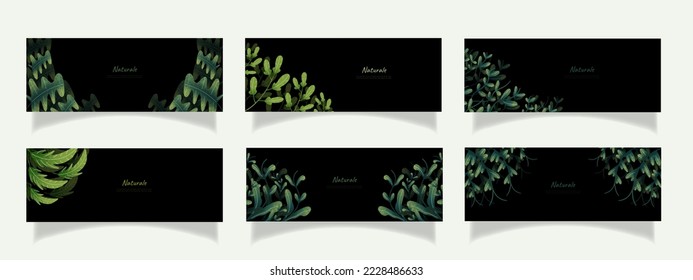 leaves bakground design vector for ecology 
set bundle nature leaves background