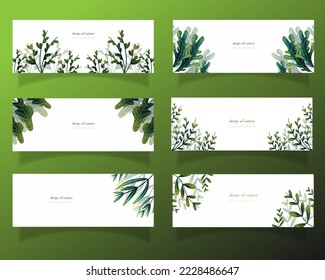 leaves bakground design vector for ecology 
set bundle nature leaves background