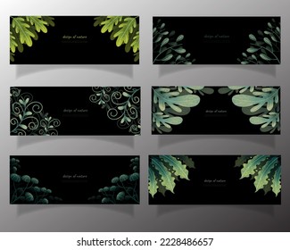 leaves bakground design vector for ecology 
set bundle nature leaves background