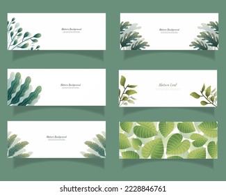 leaves bakground design vector for ecology 
set bundle nature leaves background