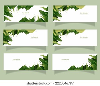 leaves bakground design vector for ecology 
set bundle nature leaves background