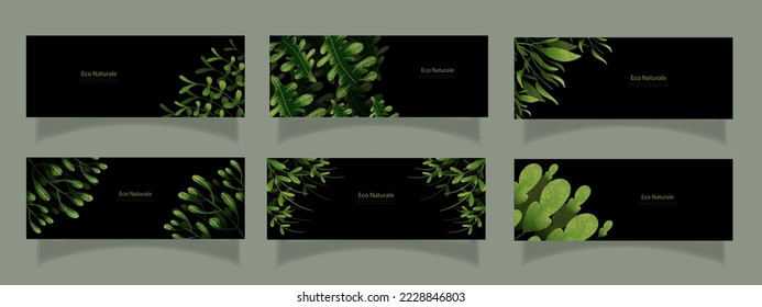 Laubhintergrund-Design-Vektorgrafik für Ökologie 
Set-Bundle-Naturhintergrund