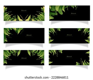 leaves bakground design vector for ecology 
set bundle nature leaves background