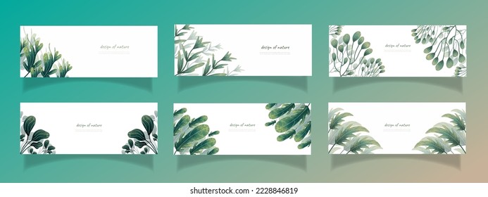 leaves bakground design vector for ecology 
set bundle nature leaves background