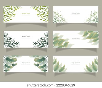 leaves bakground design vector for ecology 
set bundle nature leaves background