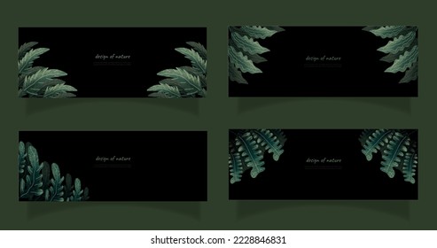 leaves bakground design vector for ecology 
set bundle nature leaves background