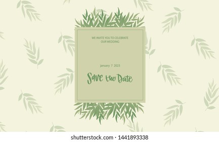 Leaves based wedding invitation in green theme