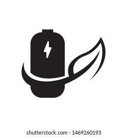 Leaves with battery logo template vector clean charger icon design