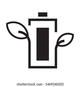 Leaves with battery logo template vector clean charger icon design