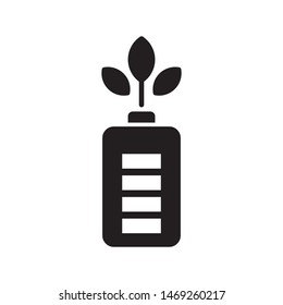 Leaves with battery logo template vector clean charger icon design