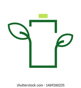 Leaves with battery logo template vector clean charger icon design