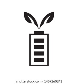 Leaves with battery logo template vector clean charger icon design