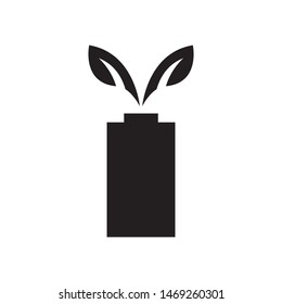 Leaves with battery logo template vector clean charger icon design