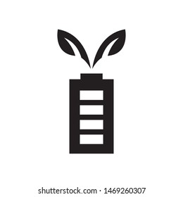 Leaves with battery logo template vector clean charger icon design