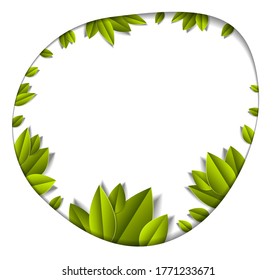 Leaves beautiful background or frame with blank copy space for text, vector illustration in paper cut style. Anniversary event or greeting card.