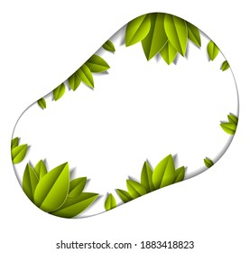 Leaves beautiful background or frame with blank copy space for text, vector illustration in paper cut style. Anniversary event or greeting card.