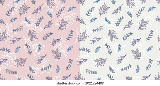 Leaves beautiful eucalyptus hand drawn seamless pattern