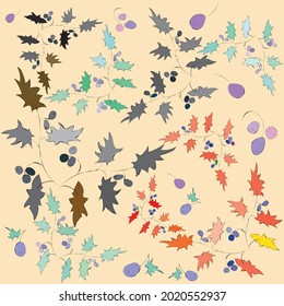 
Leaves and Berries Autumn Background