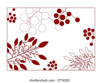 leaves and berries background frame vector