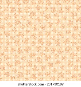 Leaves with berries. Floral seamless pattern. Foliage orange background. Leaves on abstract background.