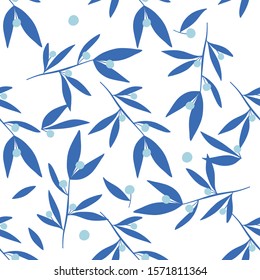 Leaves and berries, florals seamless pattern design. Ideal for cloth, apparel, texture. 