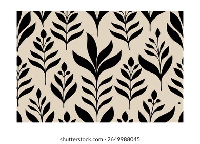 Leaves berries on beige seamless pattern for textile design plant foliage