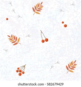 leaves and berries in the snow