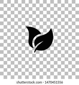 Leaves. Black flat icon on a transparent background. Pictogram for your project