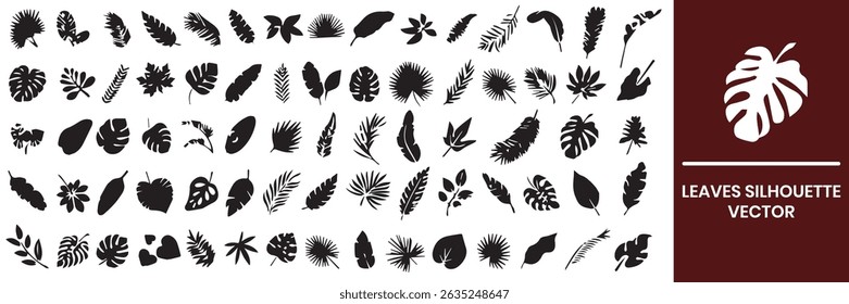 Leaves black icon pack, editable vector