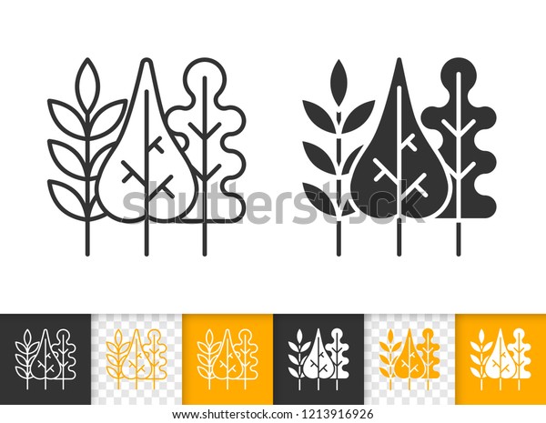 Leaves Black Linear Silhouette Icons Thin Stock Vector Royalty