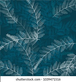 Leaves blue color pattern background illustration