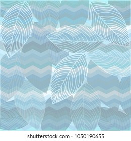 Leaves blue color pattern design illustration background wallpaper