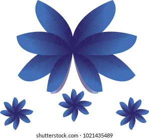 Leaves blue on a white background or Illustration