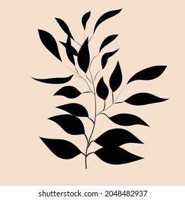 Leaves in Boho art style . Vector illustration