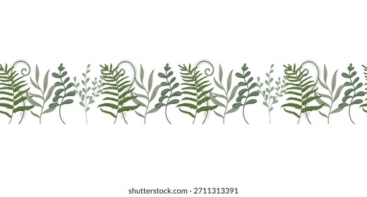 Deixa bordas, design botânico. Borda de galho denso, ilustração de moldura de folhagem. Fundo botânico de folha