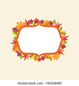 Leaves Border, Colorful Fall Leaves Frame, Fall Autumn Frame Greeting Card Vector Background