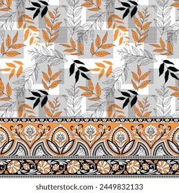 leaves border pattern on white background