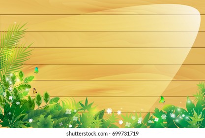 leaves and border wood backgrounds