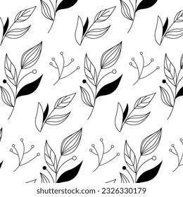 leaves botanical line pattern monochromatic