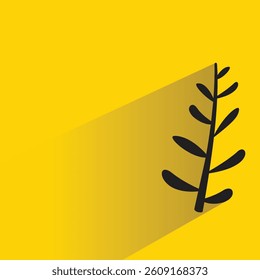leaves and branch design with shadow yellow background