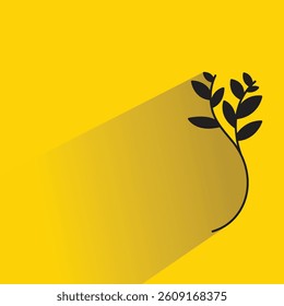 leaves and branch design with shadow yellow background