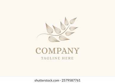 Leaves or Branch Elegant Minimal Nude Logo Design 