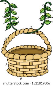 Leaves branch with empty basket