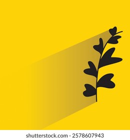 leaves branch icon with drop shadow on yellow background