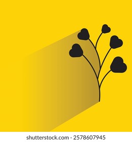 leaves branch icon with drop shadow on yellow background