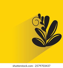 leaves branch icon with drop shadow on yellow background