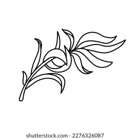 Leaves branch line art vector.