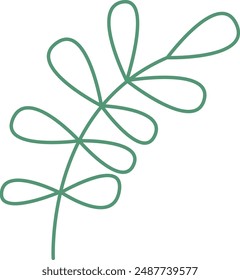 Leaves Branch Painting Outline Vector Illustration
