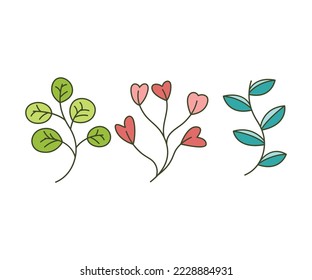 leaves and branch set vector illustration