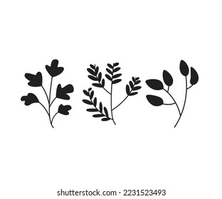 leaves and branch set vector illustration